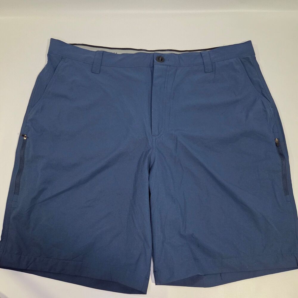 Orvis Zip Thigh Pockets Tech Mens Shorts Blue 4 Way Stretch sz 40